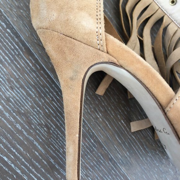 Alexandra G Tan Brown Open Toe Studded Strapy Stiletto Heels Size 37 AU 6 NEW - Picture 9 of 14